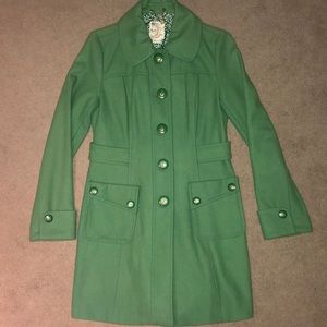 Green mid-thigh Pea Coat! PERFECT condition